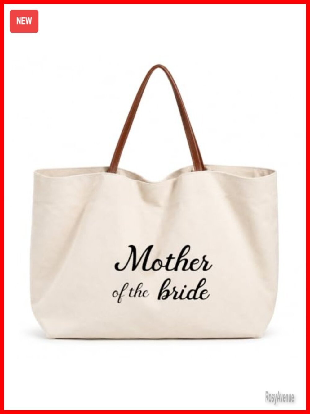 Large Canvas Tote Bag Faux Leather Handles Wedding Gift